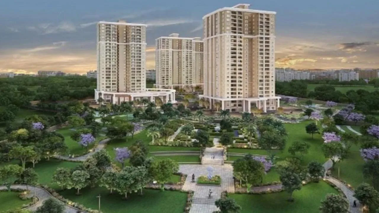 Artist's impression of the Prestige Lavender Fields towers above landscaped gardens