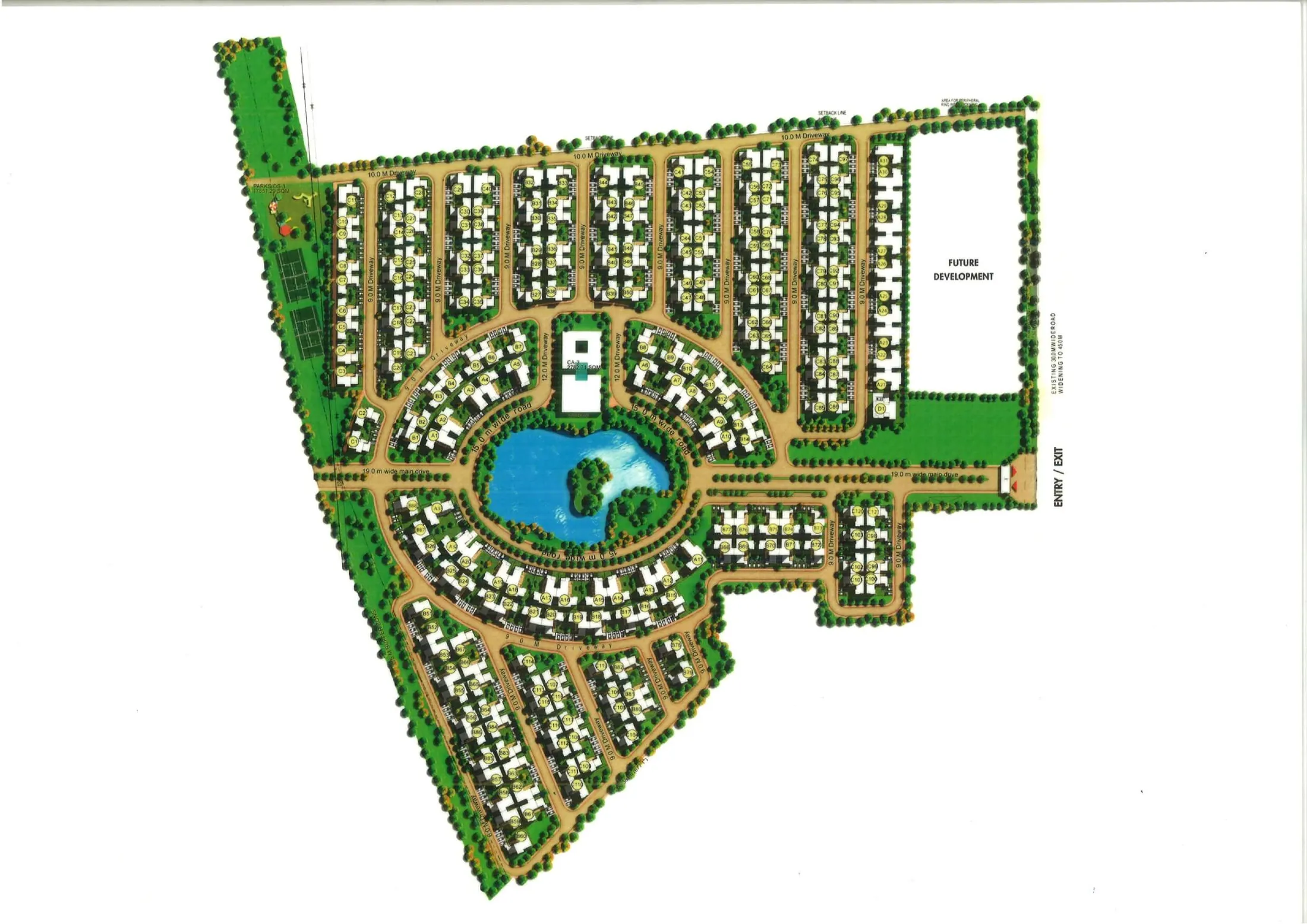 Sterling Villa Grande master plan with villas around the central eco-lake