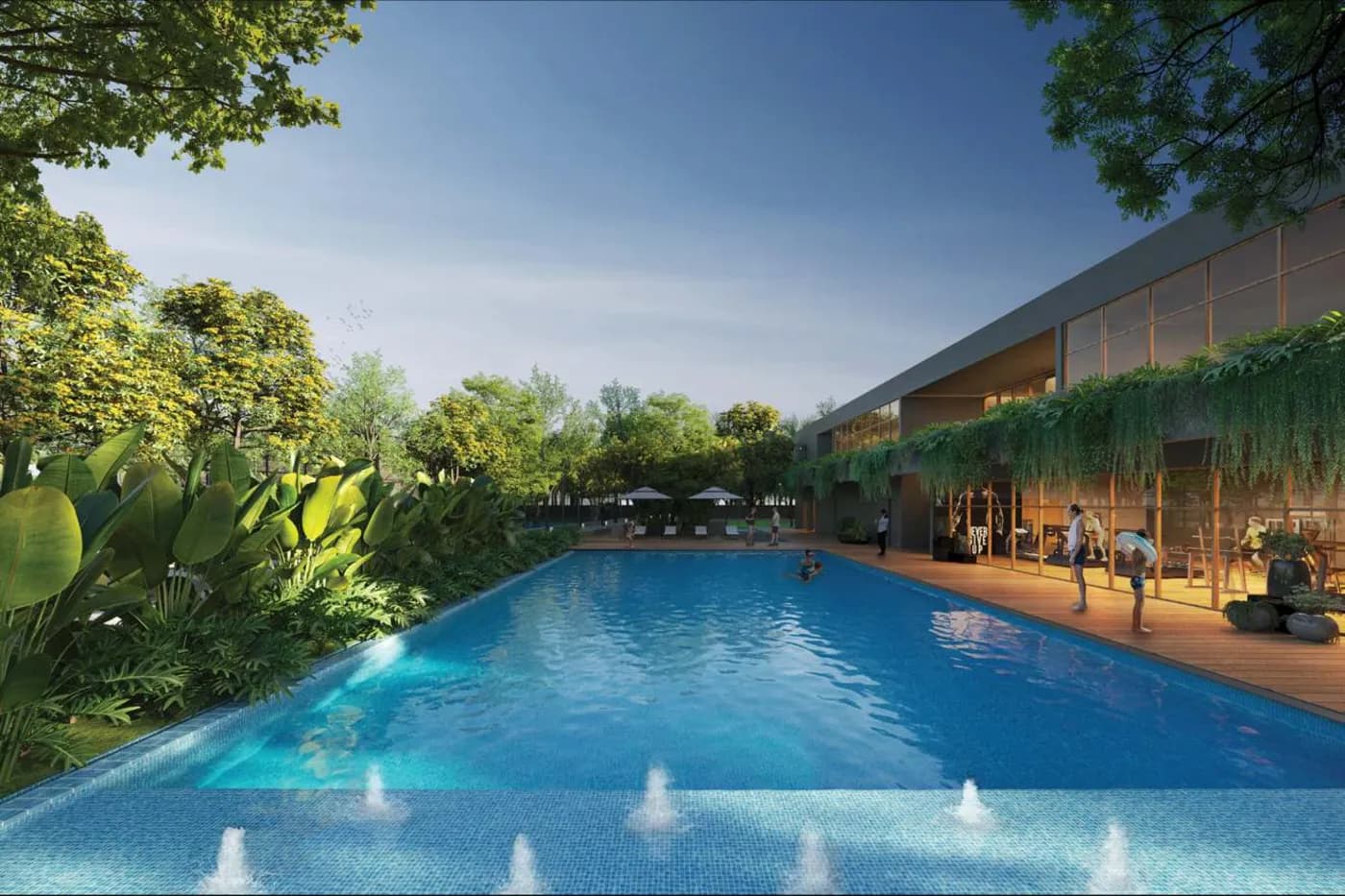 Artist's impression of the Assetz Bloom & Dell swimming pool and clubhouse