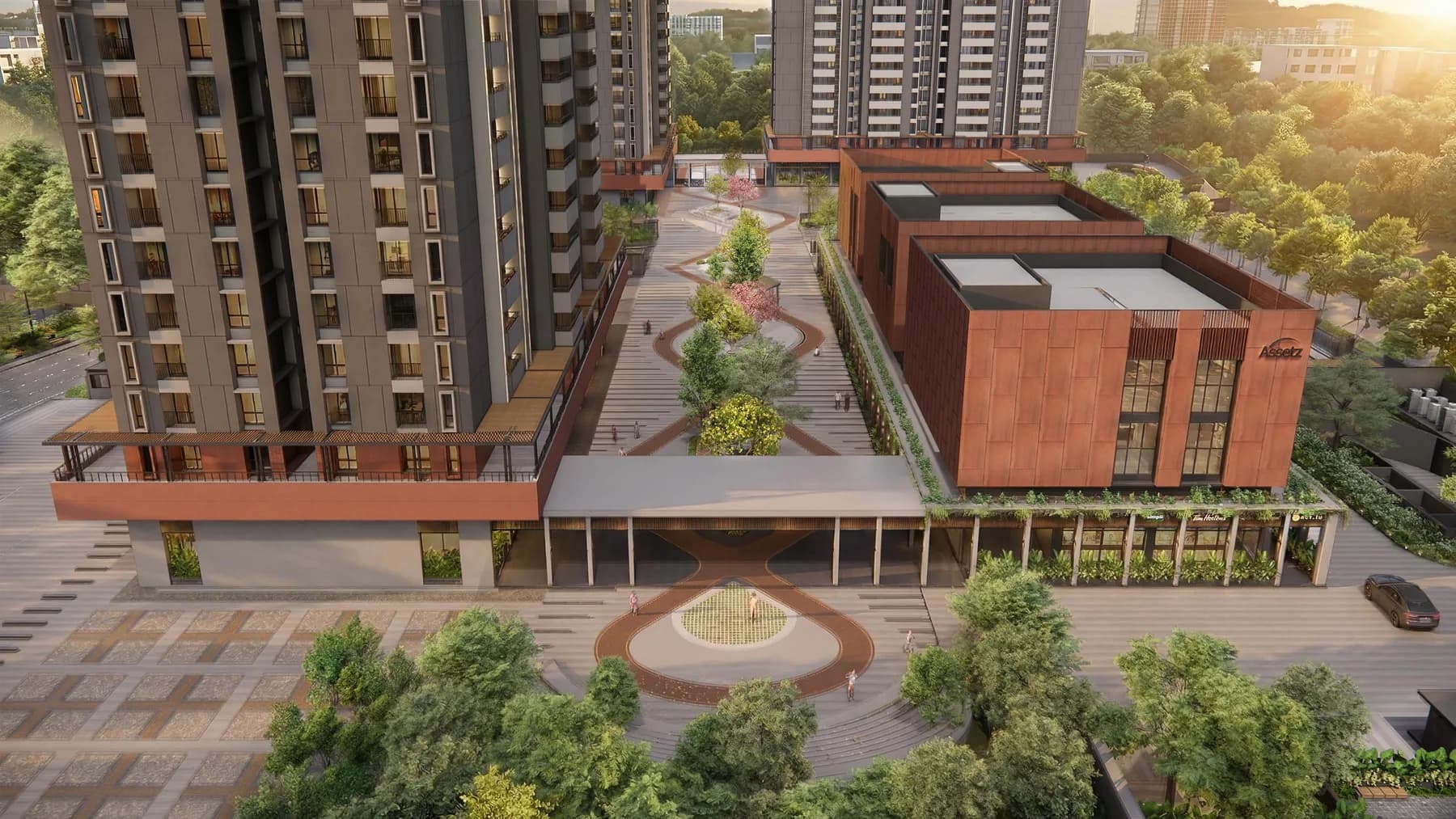 CGI artist's impression of the Codename Sublime clubhouse and courtyard seen from above