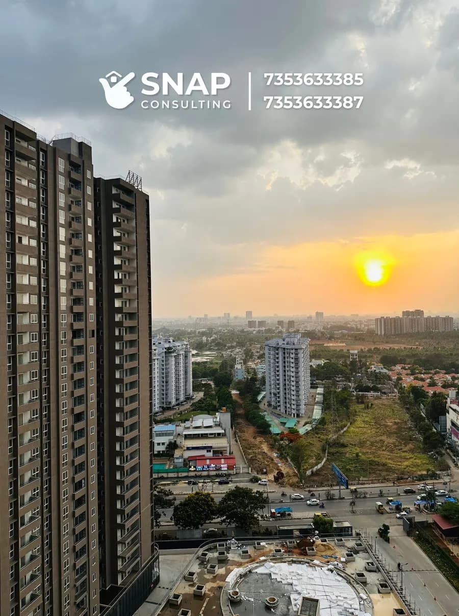 Sunset view over Whitefield from an Assetz Marq tower