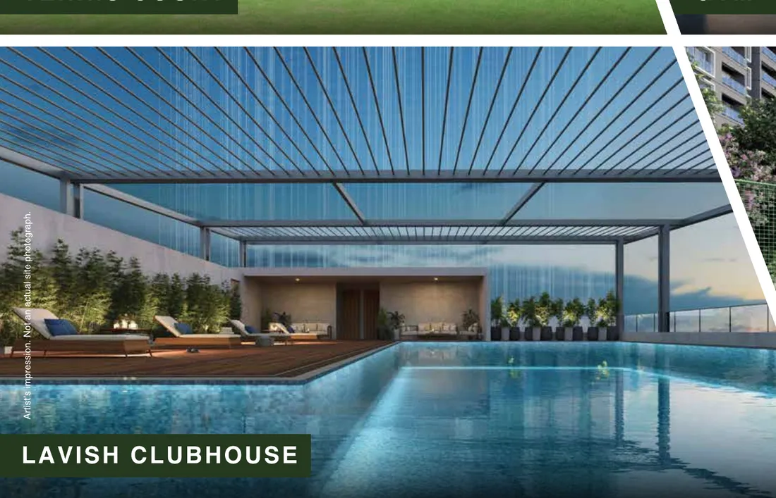 Artist's impression of the clubhouse pool at Godrej Woodscapes