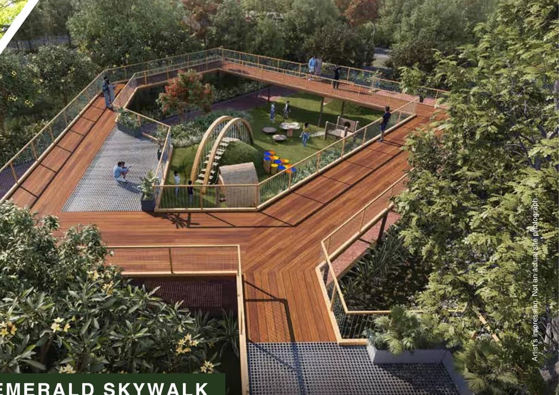 Artist's impression of the Emerald Skywalk at Godrej Woodscapes