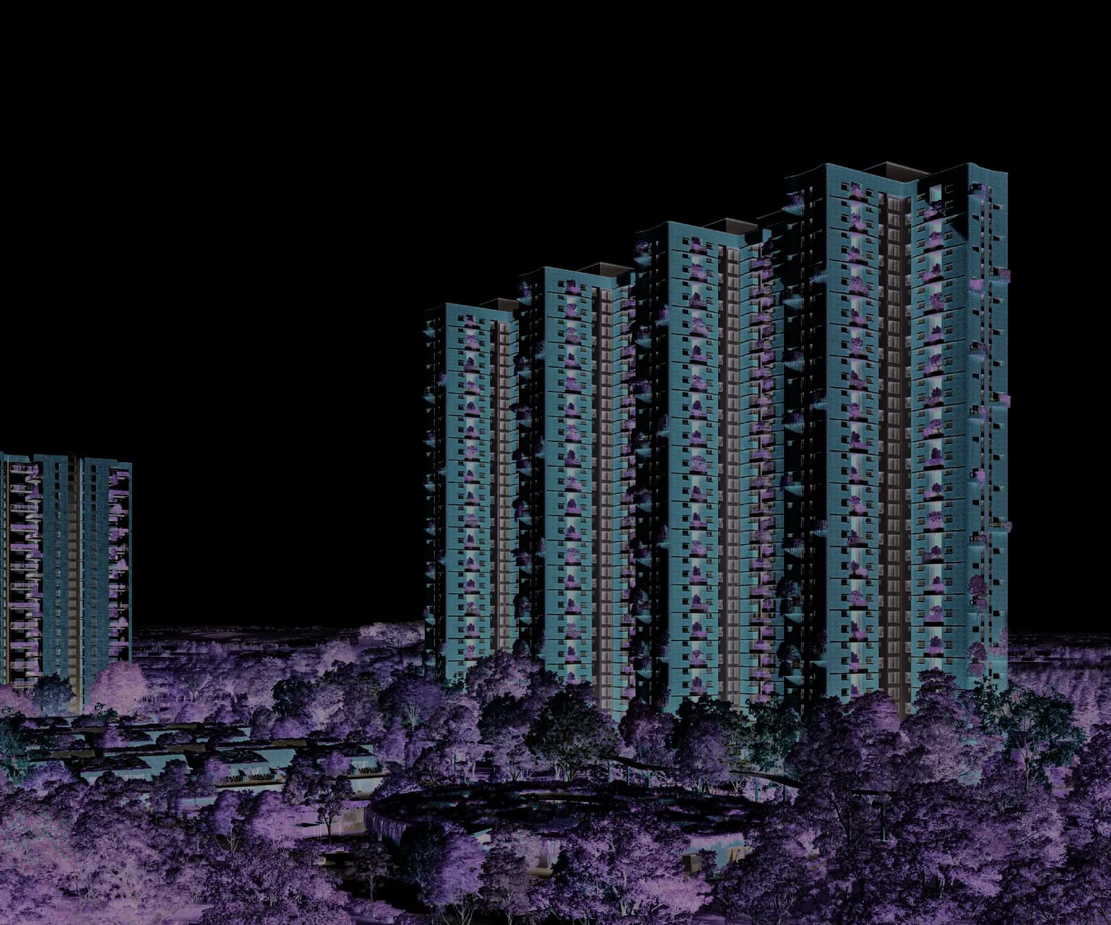Visualisation of the brick towers at In That Quiet Earth
